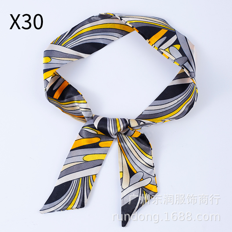 Picture of Silk Scarf Wholesale Long Beveled Small Silk Scarf Double-layer All-match Hair Belt Ribbon Decoration Tie Bag Hand Gift Box Silk Scarf