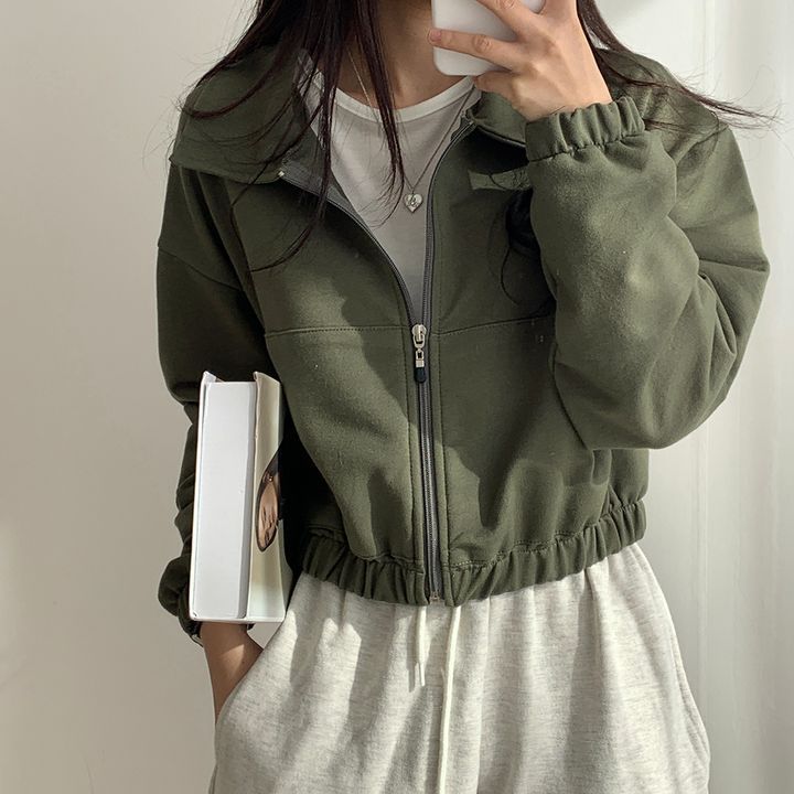 Picture of ins Super Hot Zipper Cardigan Sweatshirt Women's Spring Autumn and Winter Thin Coat Korean Fashionable Student Loose Fleece-lined Top
