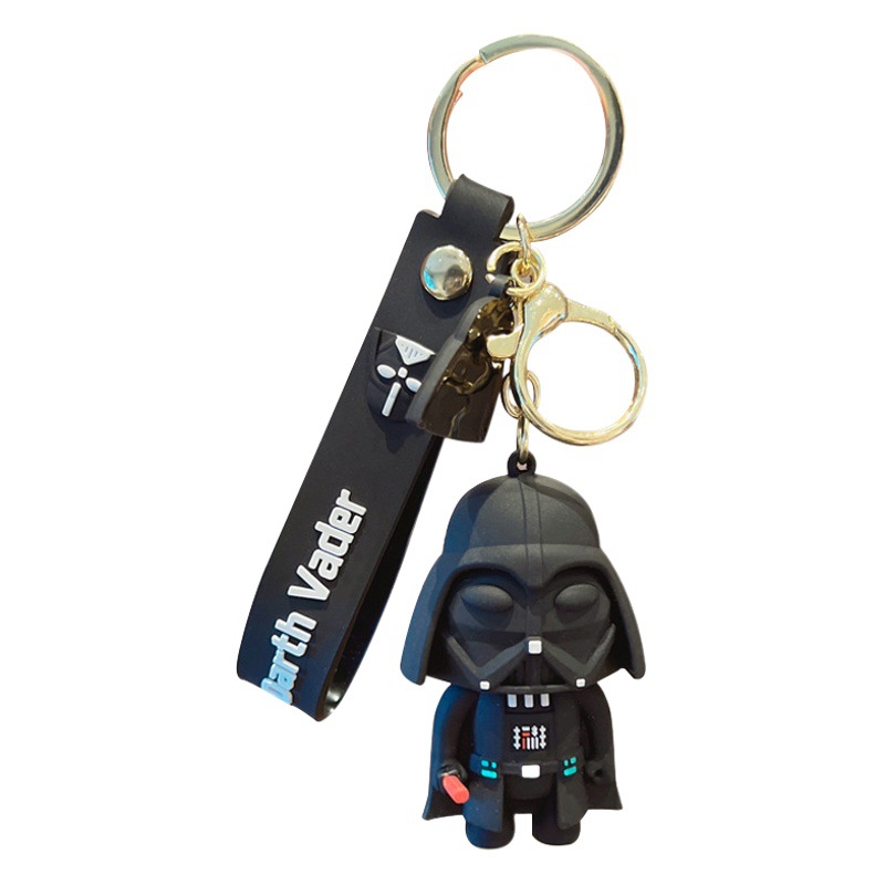 Cartoon Black Samurai car key chain bag pendant cute small pendant key chain pvc soft plastic doll wholesale