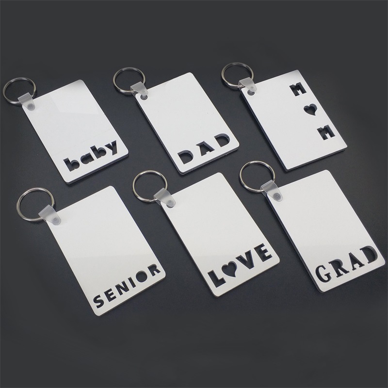 2023 new style factory keychain LOVE GRAD DAD MOM SENIOR heat transfer keychain