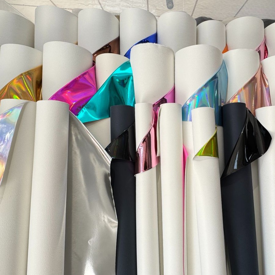 Pu Laser Patent Leather Iridescent Bags Artificial Leather Mirror Film Metal Clothing Accessories Shoe Materials Leather Goods Metallic Color