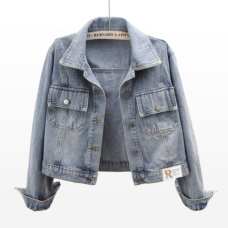2025 Spring New Blue Denim Tops Women's Spring and Autumn Korean Style Casual Outer Top Bf Loose Denim Tops