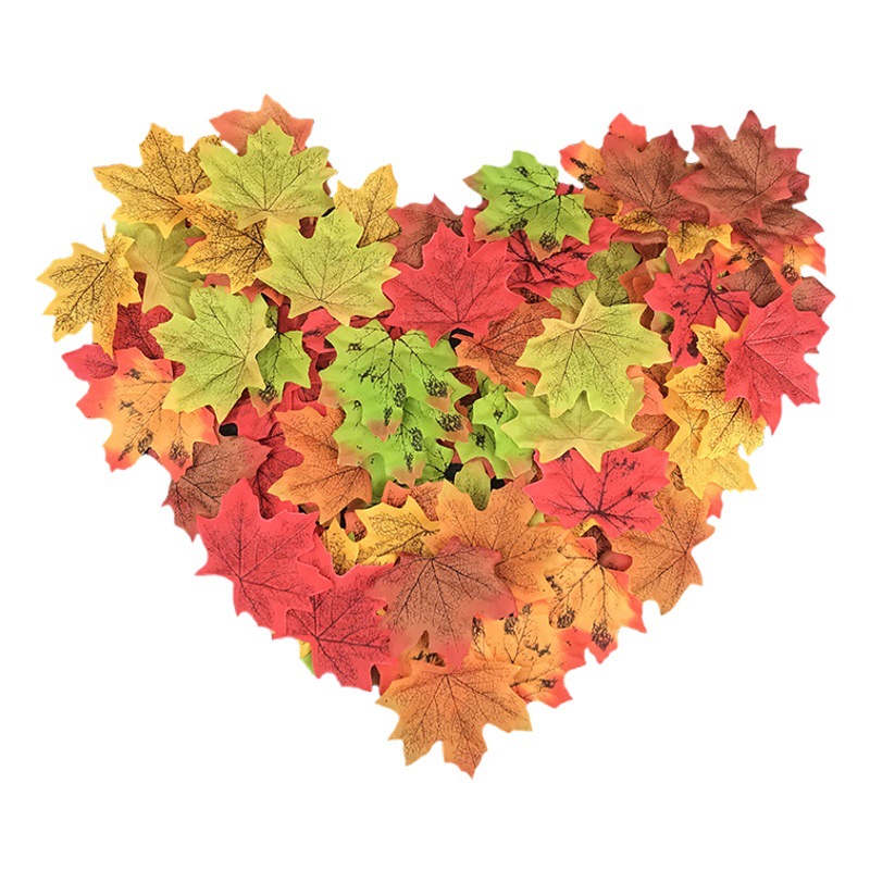 Simulation maple leaf 100 mixed color 8cm Amazon cross-border simulation Maple Leaf Halloween scene props decoration