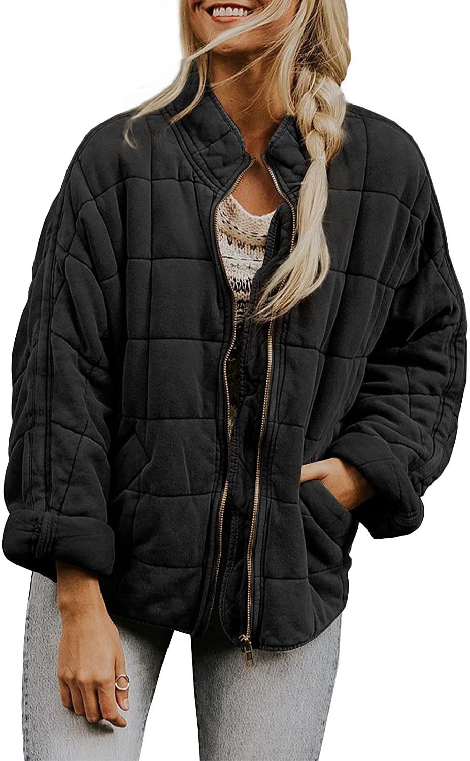 Picture of Cross-border foreign trade Amazon solid color stand collar cotton-padded jacket 2024 European and American women's loose long sleeve pocket jacket