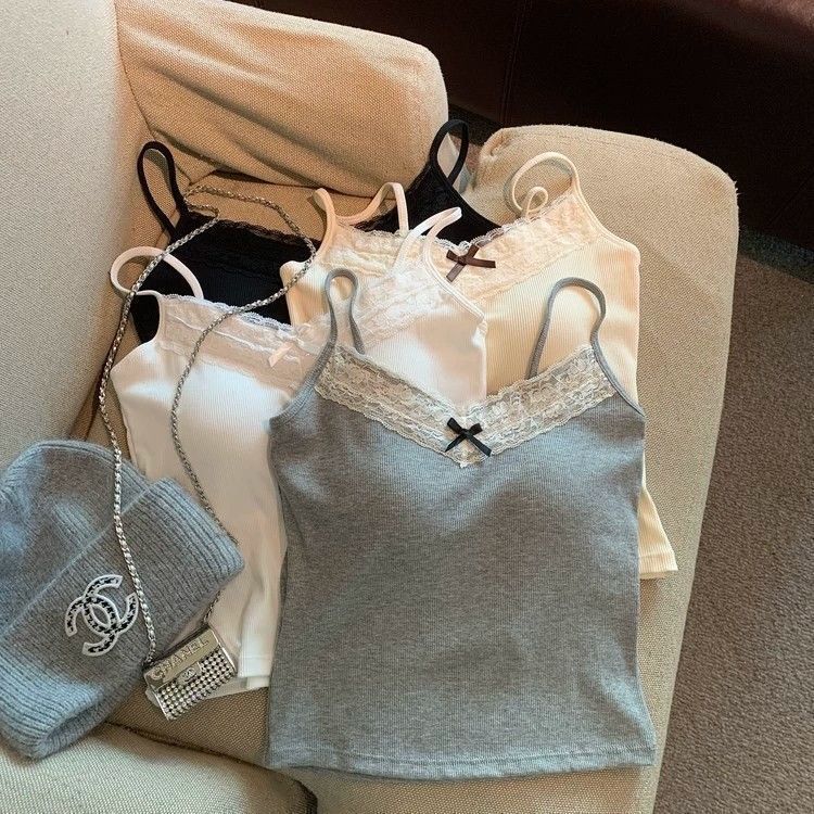 Pure Desire Spice Girl Beautiful Strap Chest Pad Camisole Women's Spring and Summer Outer Wear Lace Base Shirt Inner Top