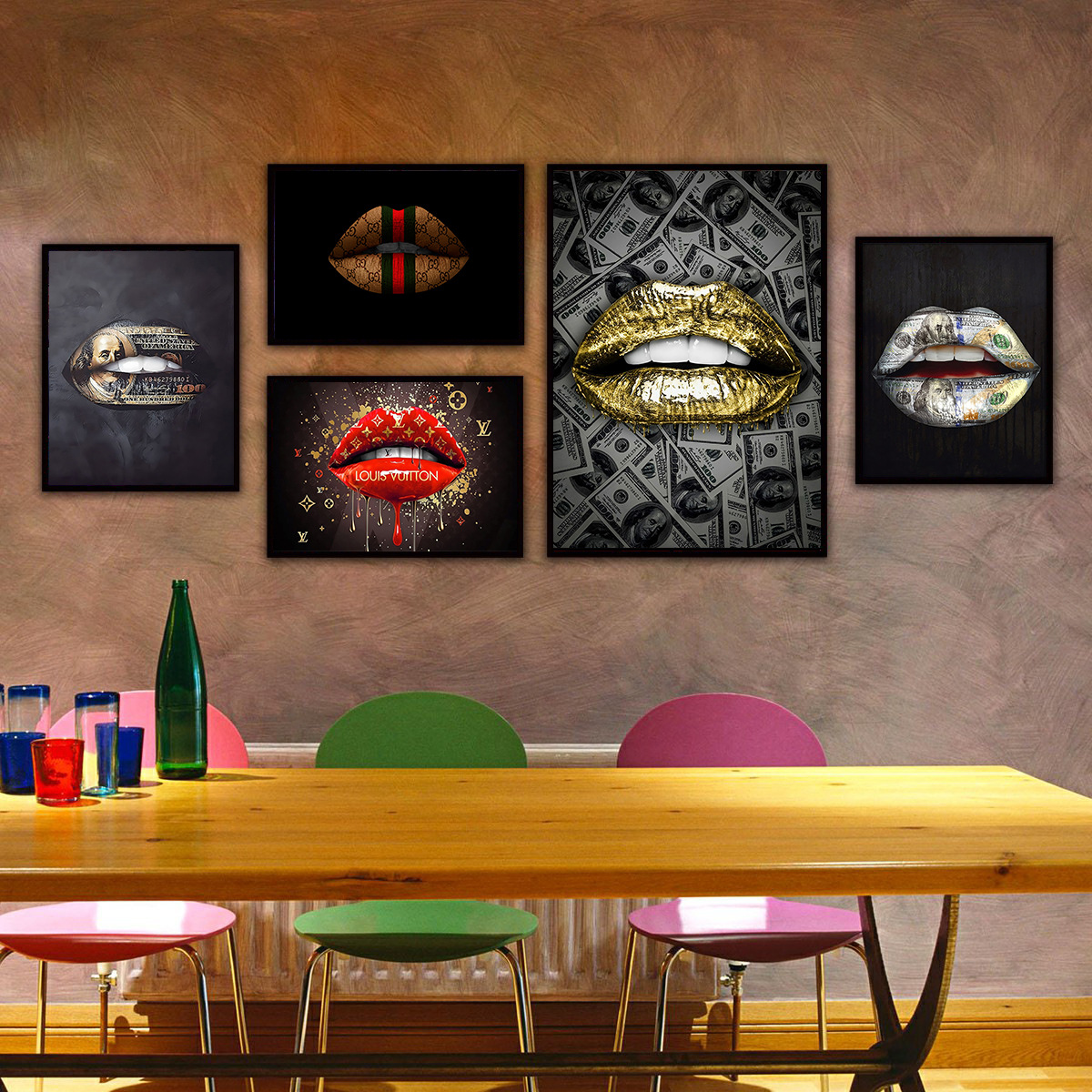 Picture of Foreign Trade Hanging Painting Cross-border Trend Graffiti Lips Decorative Painting Poster Modern Light Luxury Creative Art Oil Canvas Painting Core
