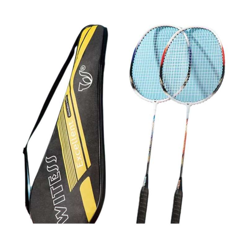 Witess Badminton Racket Aluminum Alloy Double Racket Set Professional Training Ultra-Light and Durable Double Badminton Racket Wholesale