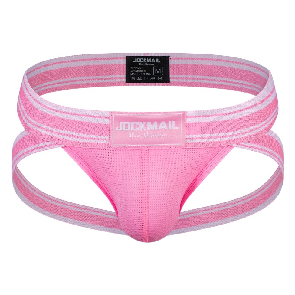 JOCKMAIL Sexy Men's Underwear Breathable Mesh Double Dongs G-string Sexy Underwear Sports Stretch