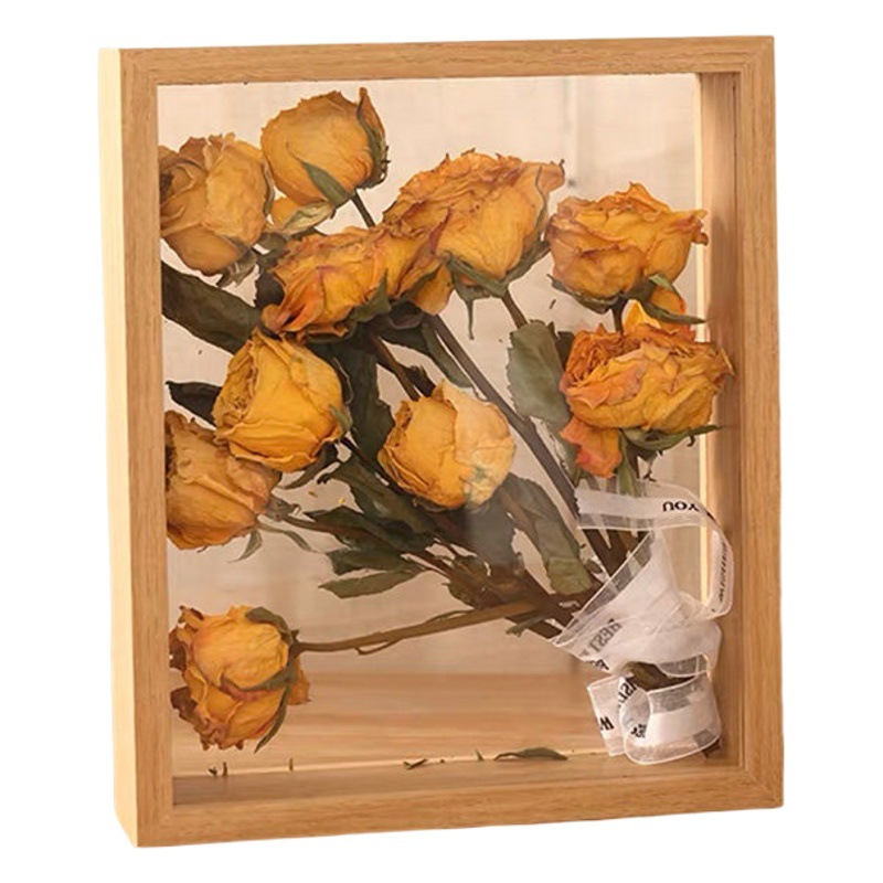 Dried Flower Photo Frame Handmade DIY Preserved Immortal Flower Rose Stereo Hollow Double-Sided Display Box Wholesale