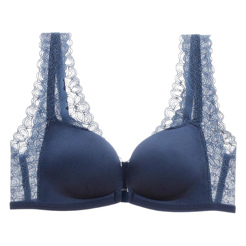 Front Buckle Underwear Women's Gather-up Traceless Lace Beautiful Back Bra No Steel Ring Small Chest Anti-sagging Parammary Breast Thickened Bra