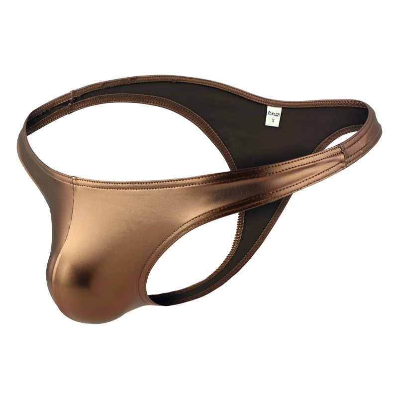 Picture of Factory wholesale half hip briefs Japanese Men's Ice Silk leather sexy tight U convex comfortable panties foreign trade