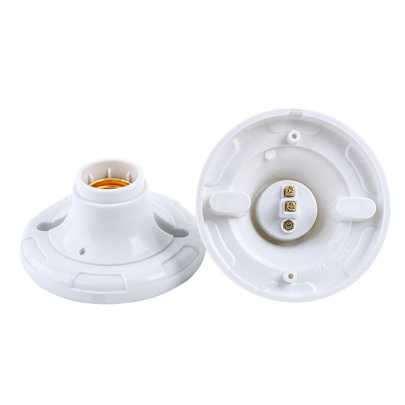 Large 11cm flat lamp holder thick wall screw flat lamp holder E27 universal screw pure Bakelite 110mm porcelain white lamp holder