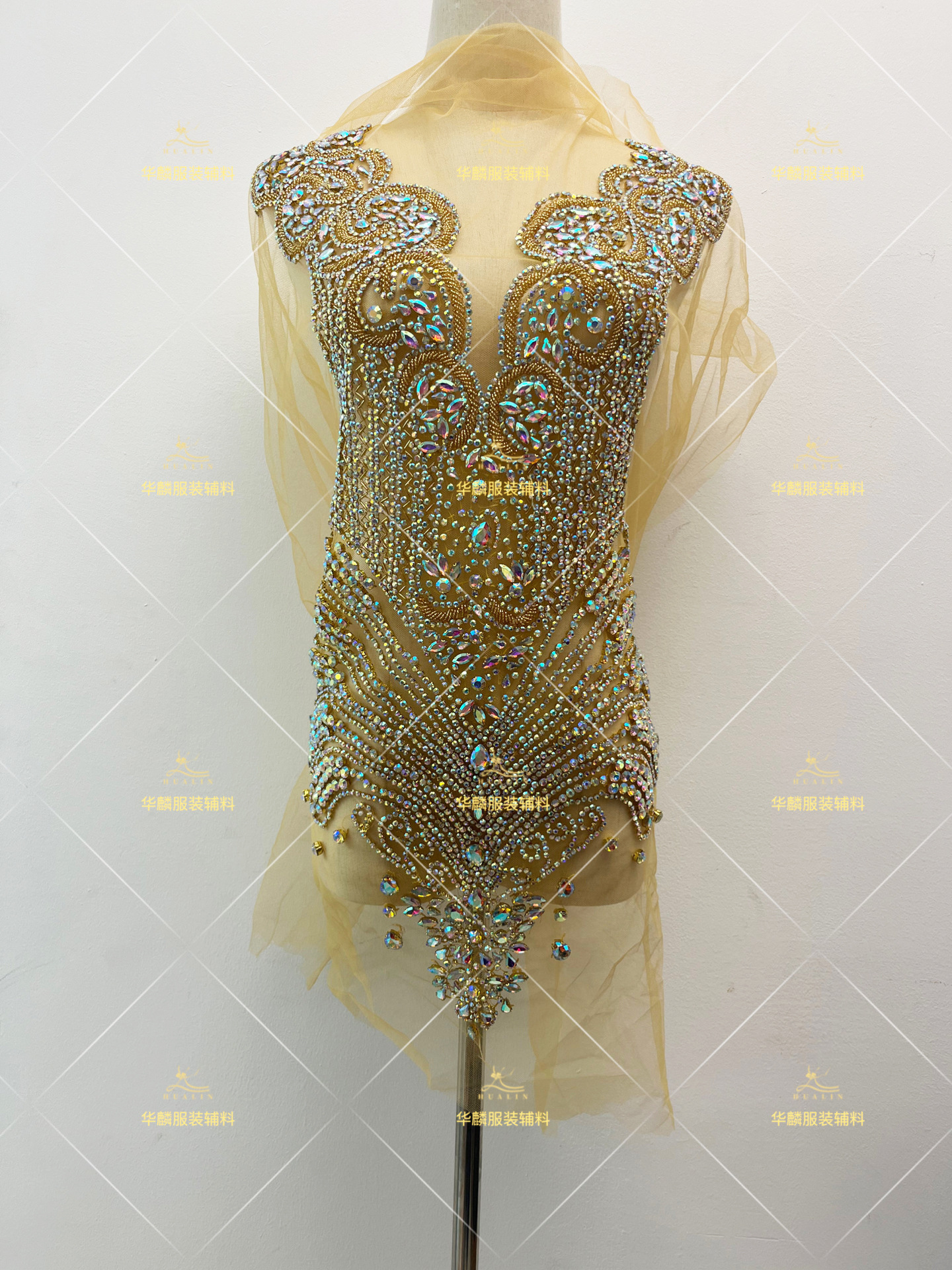 Picture of Hot Selling 18-Color Rhinestone Beading Xiuhe Clothing Applique Mesh Embroider Evening Dress Cutting Patch Cross-Border Wedding Accessories