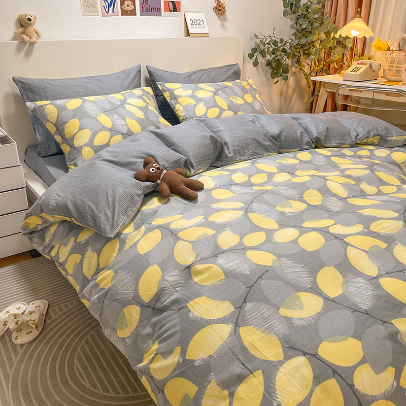 Picture of Nantong bed four-piece cotton sheet Nordic style 100 cotton four-piece set three-piece set Wholesale