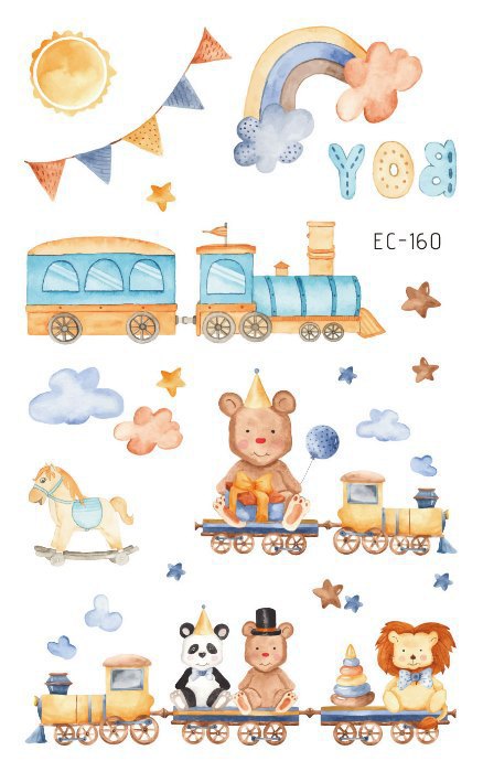 Picture of Children's Cartoon Transport tattoo Paper stickers Aircraft Ship Train Track Creative tattoo stickers