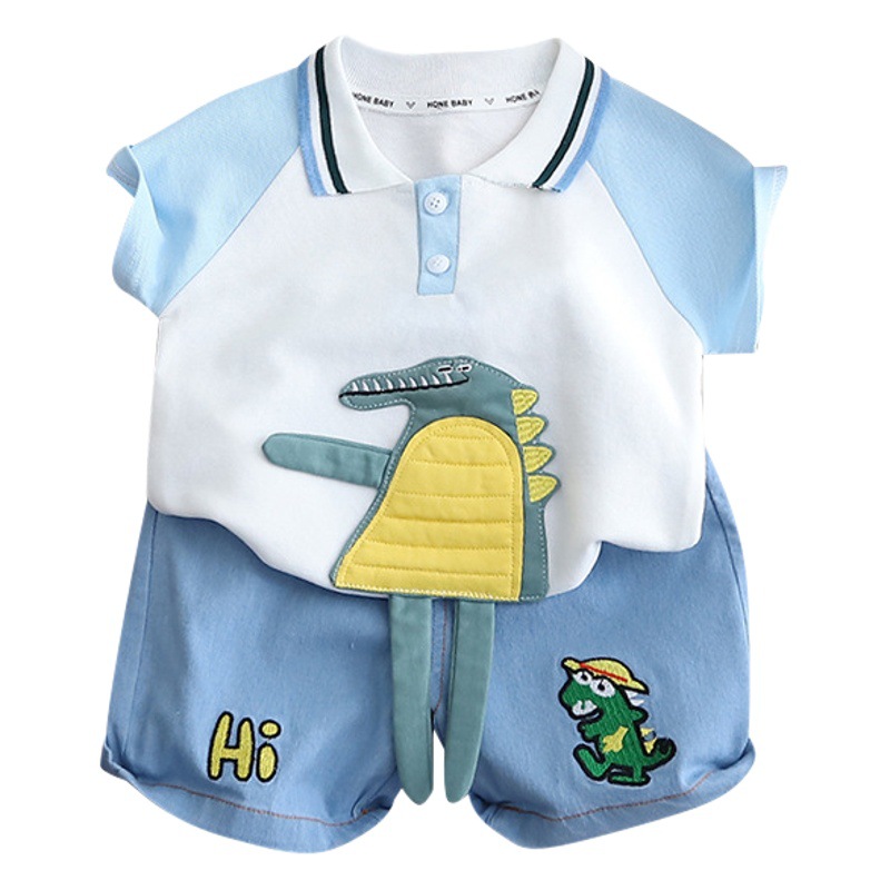 Boys' Summer Suit 2023 New Children's Summer Thin Polo Shirt Short-sleeved Handsome Clothes for Young Boys