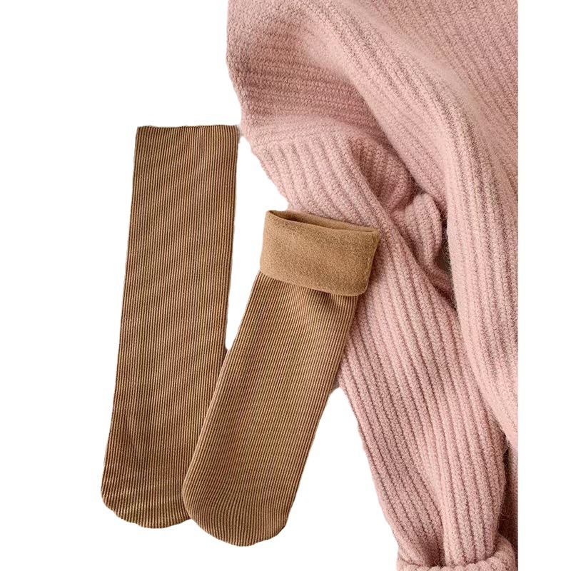 Picture of Socks Women's Autumn and Winter Mid-size Socks Solid Color Cotton Socks fleece-lined Thickened Warm Snow Socks Sleep Socks Floor Socks Zhuji