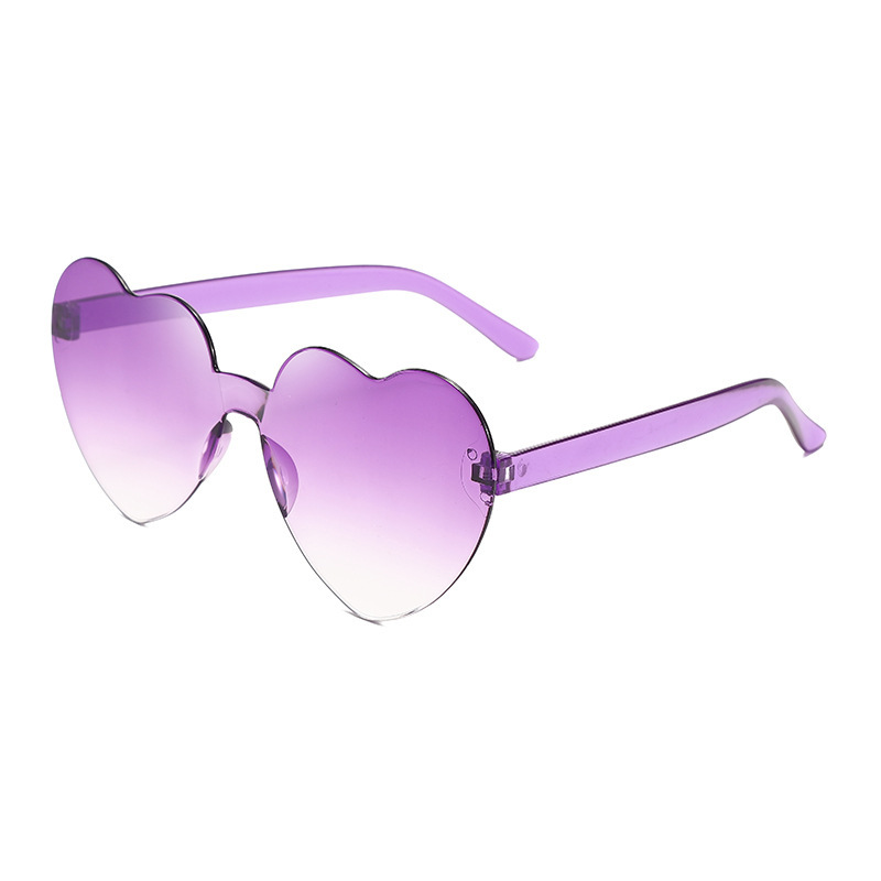 Picture of New love sunglasses jelly color frameless heart-shaped conjoined glasses dazzling color heart sunglasses