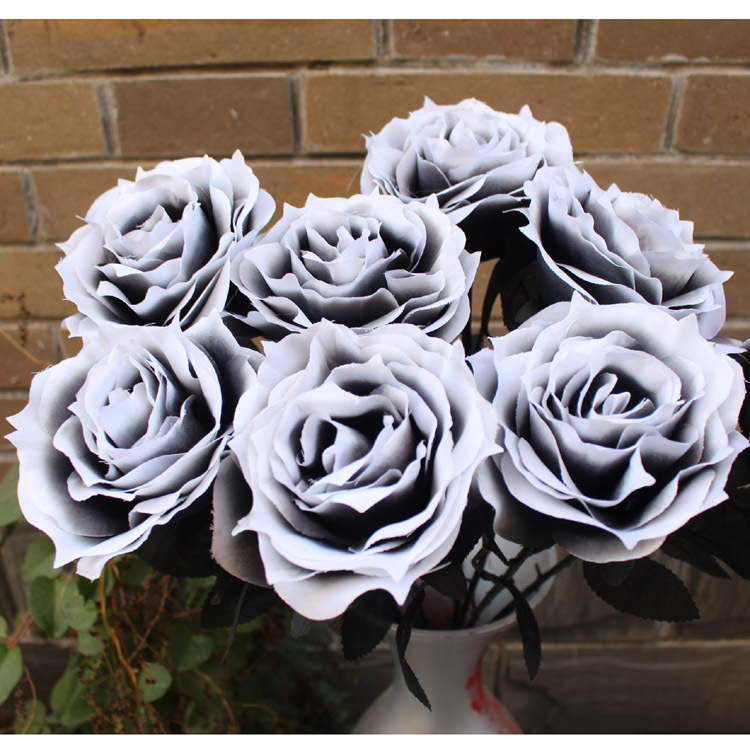 Picture of Artificial rose photography props Flower Gothic style dark red decorative ornaments black platinum rose wedding planning flower arrangement