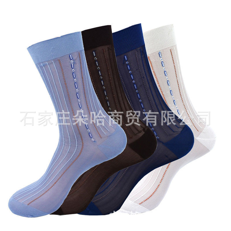 Picture of Butterfly flower men's nylon stockings old-fashioned stockings middle-aged and elderly loose stockings old-fashioned nylon dad socks