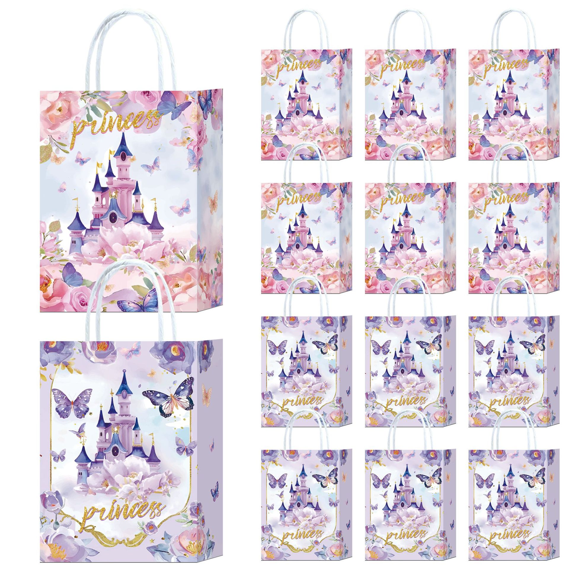 Pink Purple Castle Portable Paper Bag Jewelry Bag Gift Commodity Clothing Clothing Bag Milk Tea Packaging Gift Bag