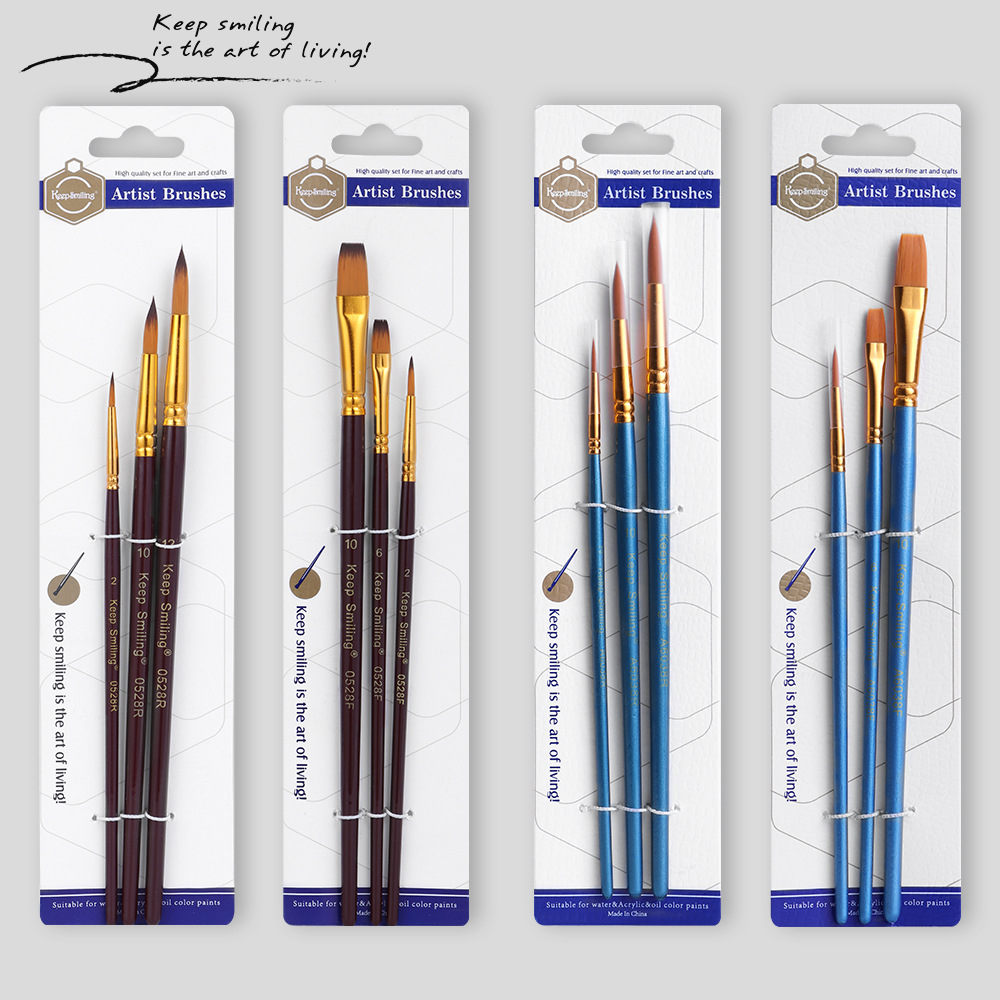 Acrylic Nylon Hair Brushes 3 Multi-Specification Set Paint Pens Watercolor Gouache Painting Hook Pen Art Cross-Border