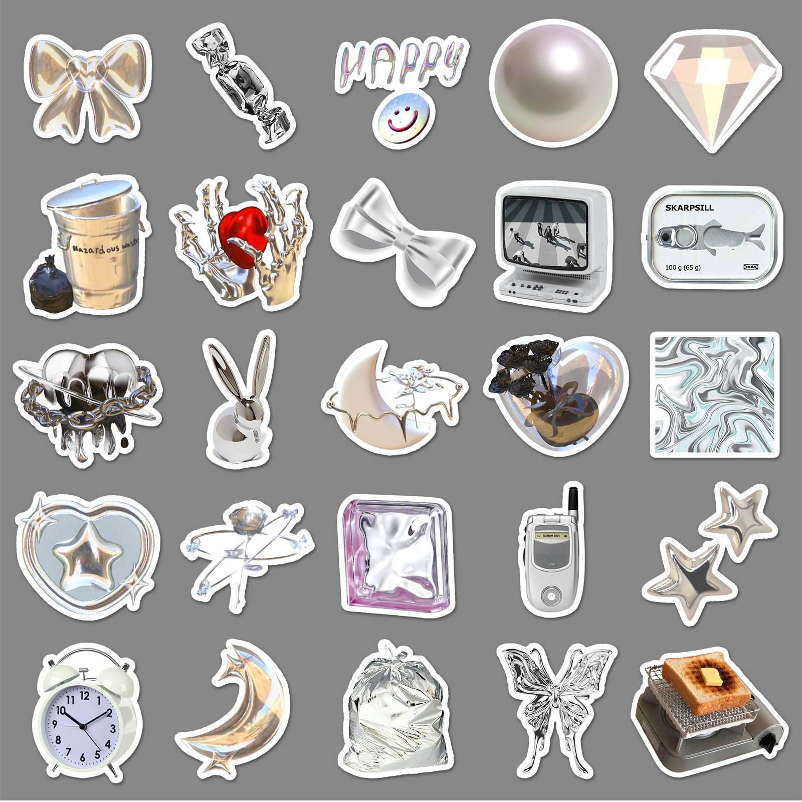 Picture of 50 silver ins style graffiti hand account goo card small fresh DIY mobile phone case luggage sticker waterproof sticker