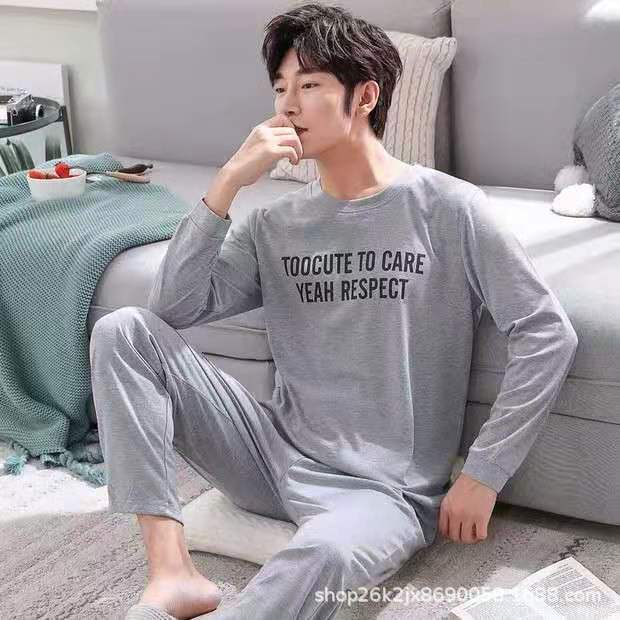 Picture of Men's Pajamas Long Sleeve Pants Spring and Autumn Thin Dad Large Size Casual Home Wear Factory Foreign Trade Cross-border Explosions