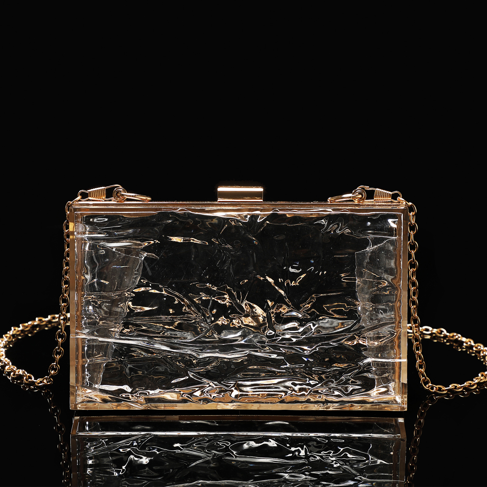 Picture of Women's new evening bag ice crack transparent acrylic fashion clutch chain bag cross-border Amazon exclusive