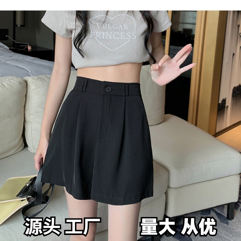 Slimming Fashionable Summer Suit Shorts Women's 2024 New Arrival Loose High Waist Thin Small Casual Wide Leg Pants