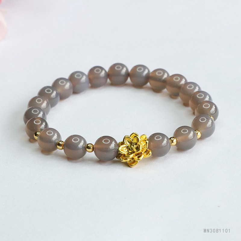 Yuyu natural smoke purple chalcedony bracelet lotus purple agate bracelet crystal jewelry factory wholesale MN3081101