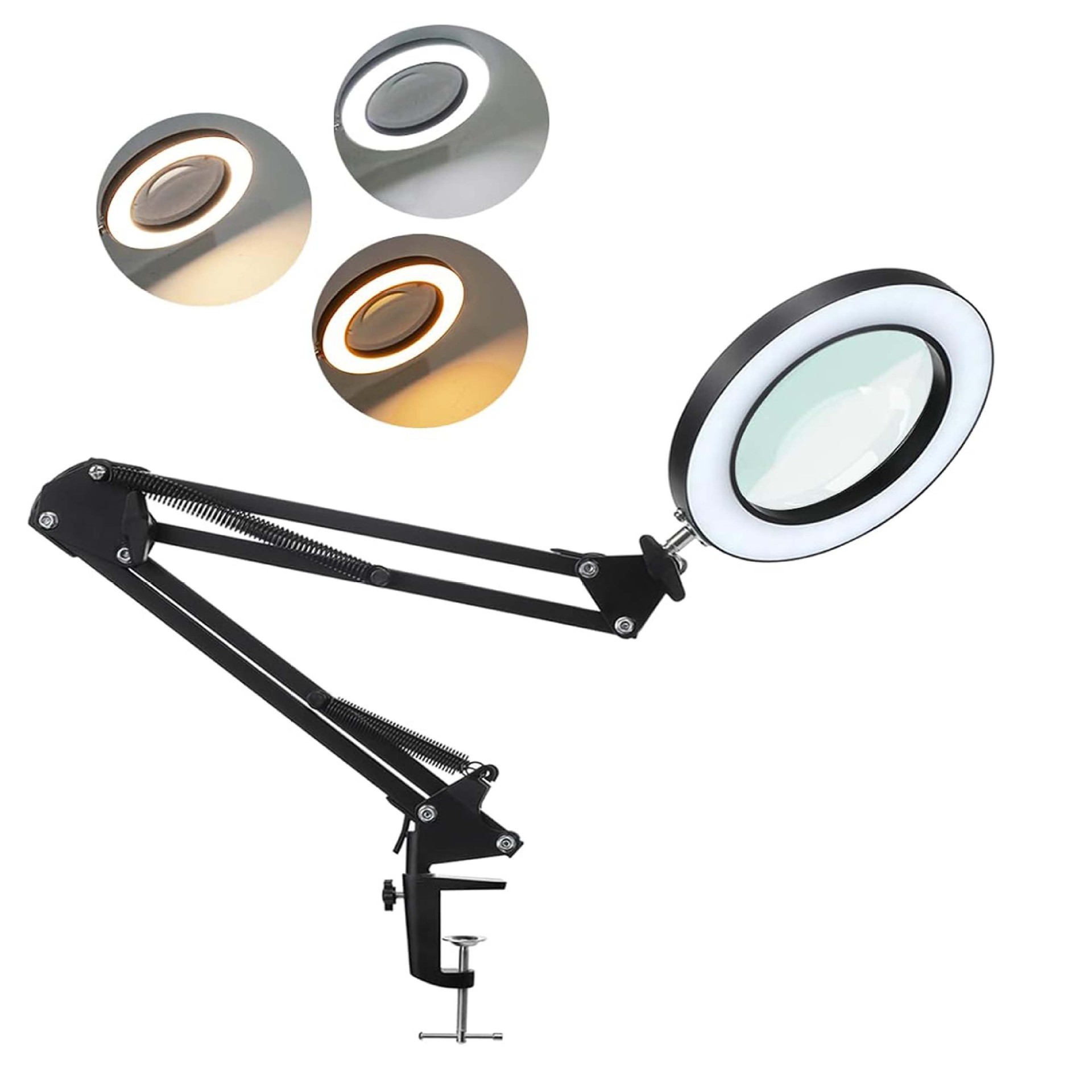 Long Arm Magnifier Lamp Reading and Learning Lamp Short Arm American Table Lamp Welding Qualification Maintenance Folding Magnifier with Lamp
