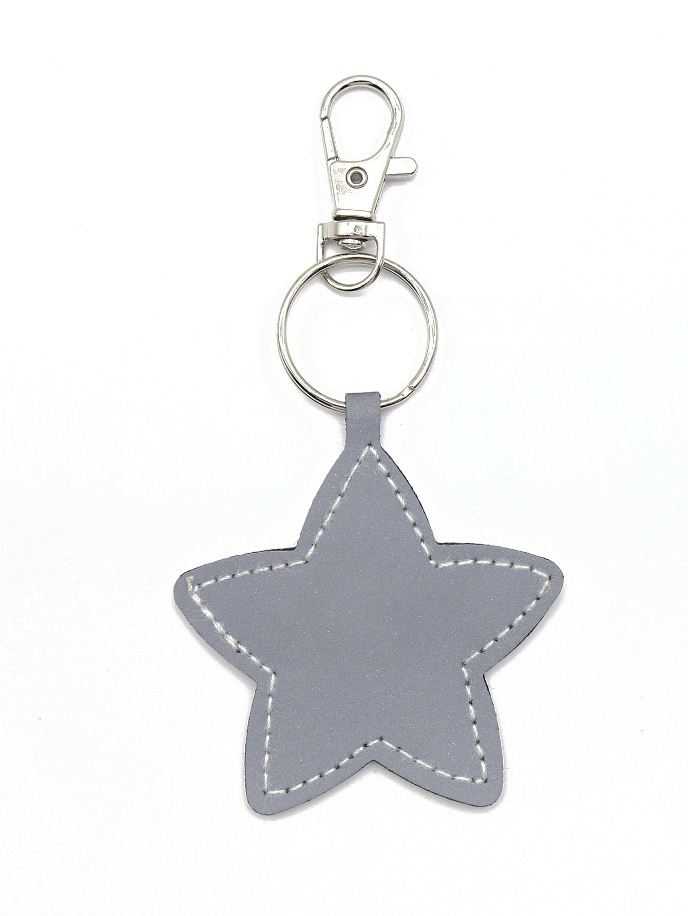 Picture of Night Light Reflective Leather Pendant Geometric Shape Love Circle Rectangular Padded Cotton Pad Stitch Keychain