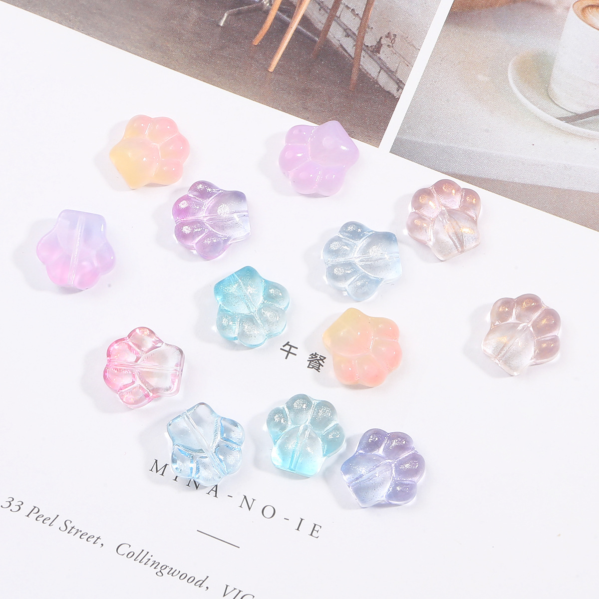 Gradient glass cat's claw accessories handmade diy production step tassel hairpin glass earrings jewelry pendant material