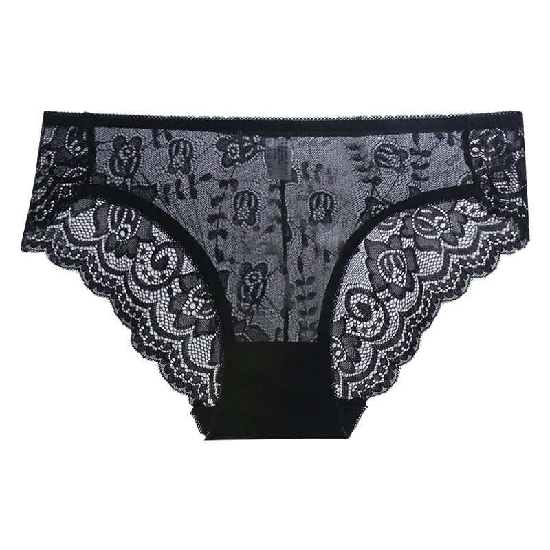 Sexy Hollow Lace Underwear Women's Mesh Breathable Cotton Crotch Waist Comfortable Seamless Soft Briefs Women Direct Selling