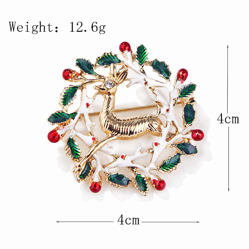 Picture of Lanhao European and American New Fashion Christmas Brooch Christmas Tree Shoes Elk Wreath Snowflake Bell Pin Women
