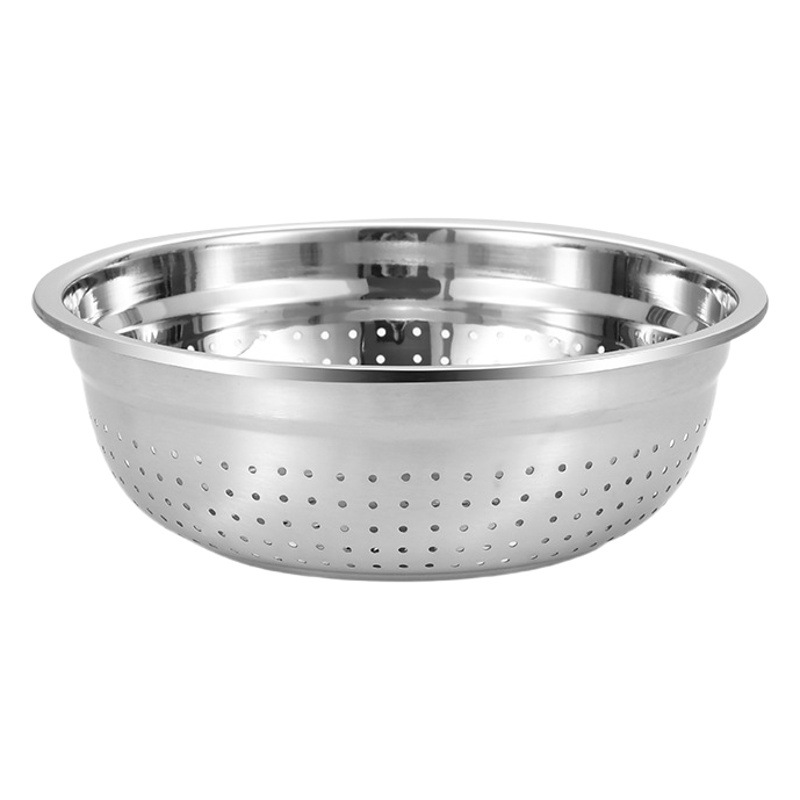 Picture of Non-magnetic thickened stainless steel dense hole multi-purpose rice washing sieve kitchen vegetable washing fruit basket non-leaking rice washing basin drain basket
