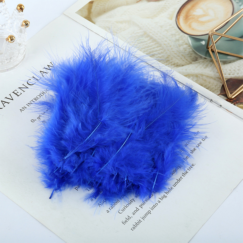 Picture of Feather decoration color turkey feather pointed tail velvet dream catcher net material wave ball gift box filler shooting props