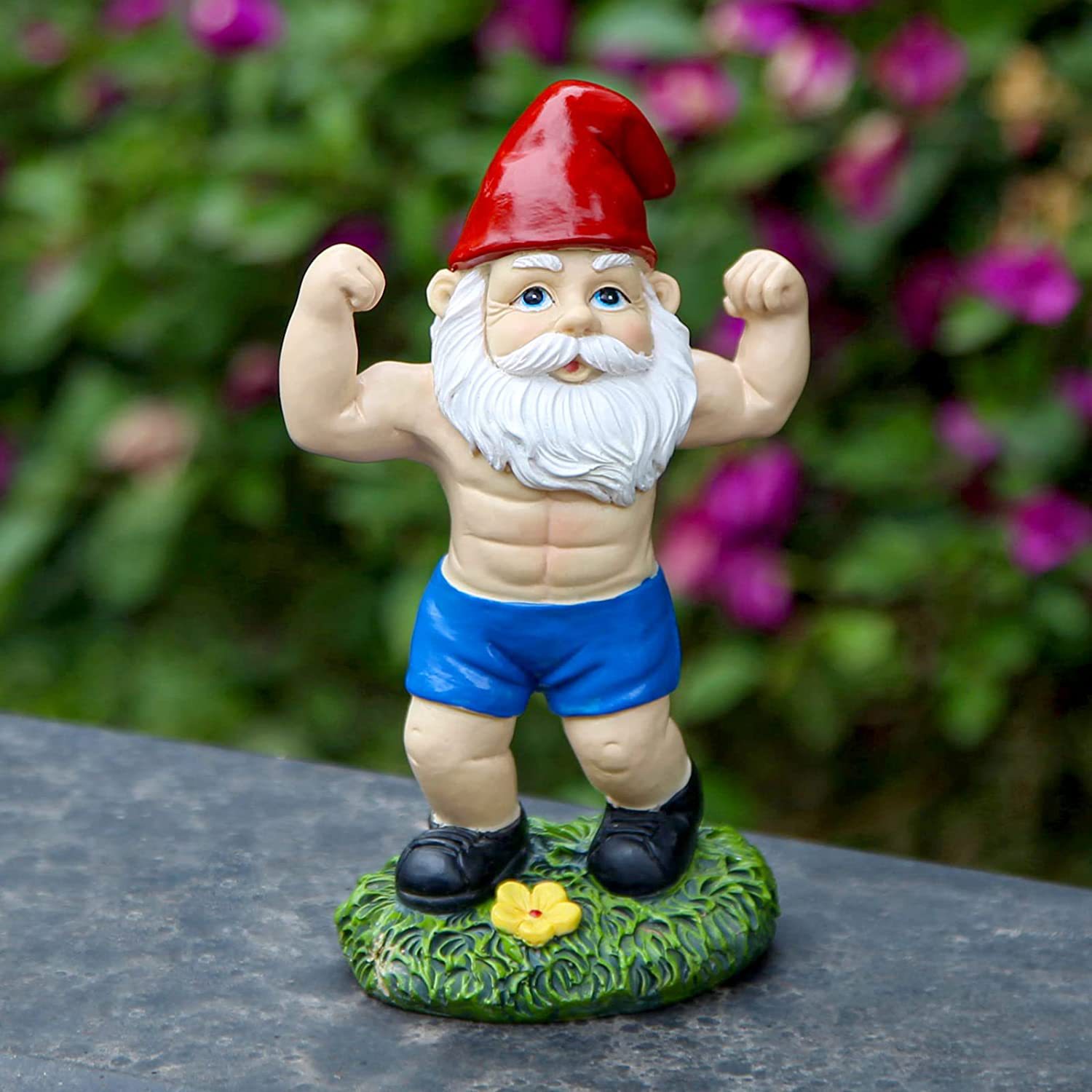 Picture of Outdoor fun fitness dumbbell weightlifting gnome courtyard, lawn, terrace, indoor gnome statue decoration