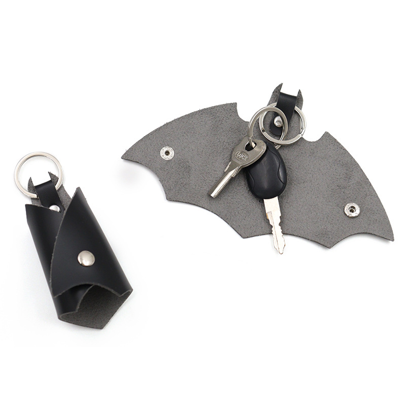 Spot PU Leather Keychain Creative Bat Key Case Car Leather Key Case Household Metal Keychain
