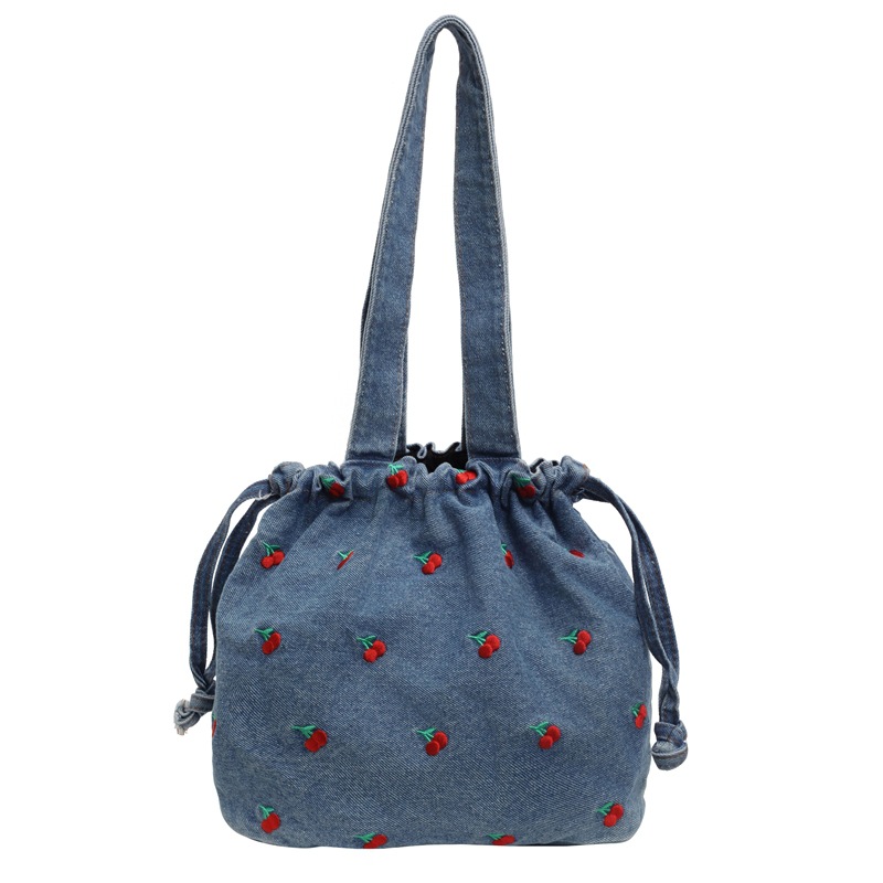 Picture of Foreign Order 2025 New Denim Bucket Bag Large Capacity Women's Bag Niche Design Shoulder Bag High-End Armpit Bag Trendy