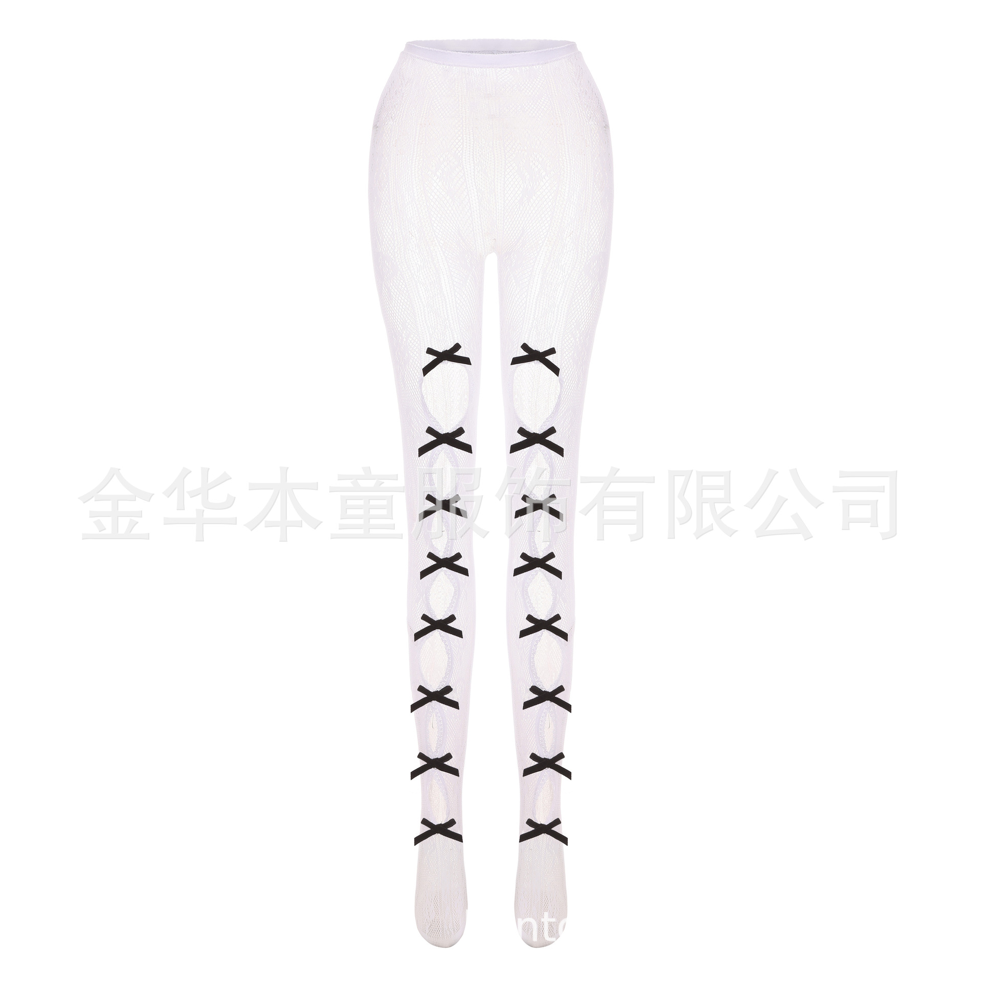 Europe and the United States cross-border 2024 spring hot new sexy trend solid color slim bow net stockings 6197