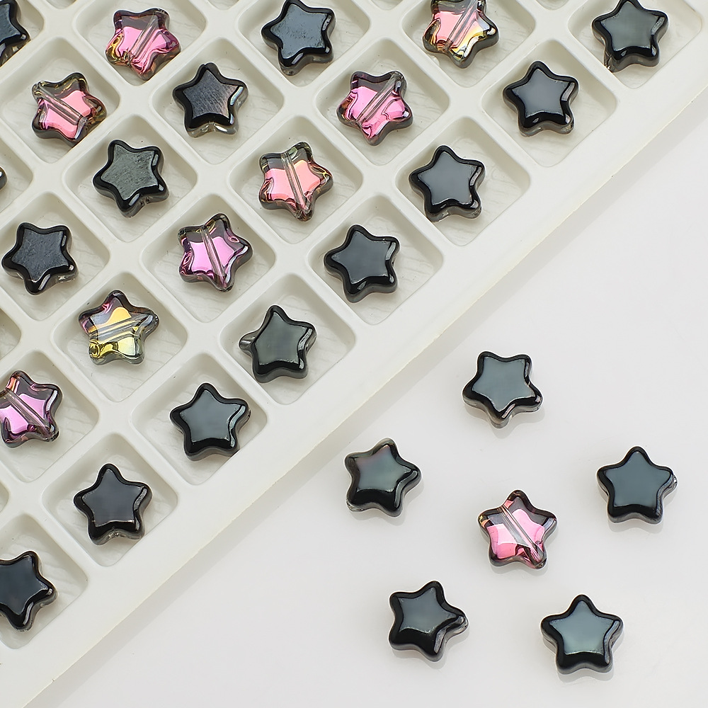 Picture of Five-Pointed Star Accessories 8mm Glass Beads Crystal Pendant DIY Hair Accessories Necklace Earrings Bracelet Beading Material Accessories