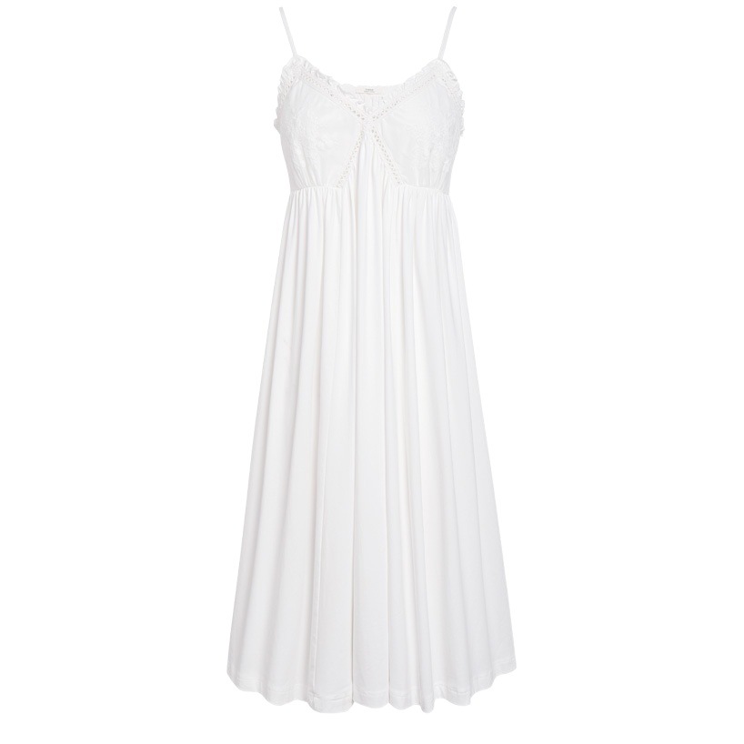 Sling Nightgown Women's Summer Sexy Lace Long Pajamas French-style Loose Chest Pad Sling Skirt for Outer Wearing Home Clothes Cotton