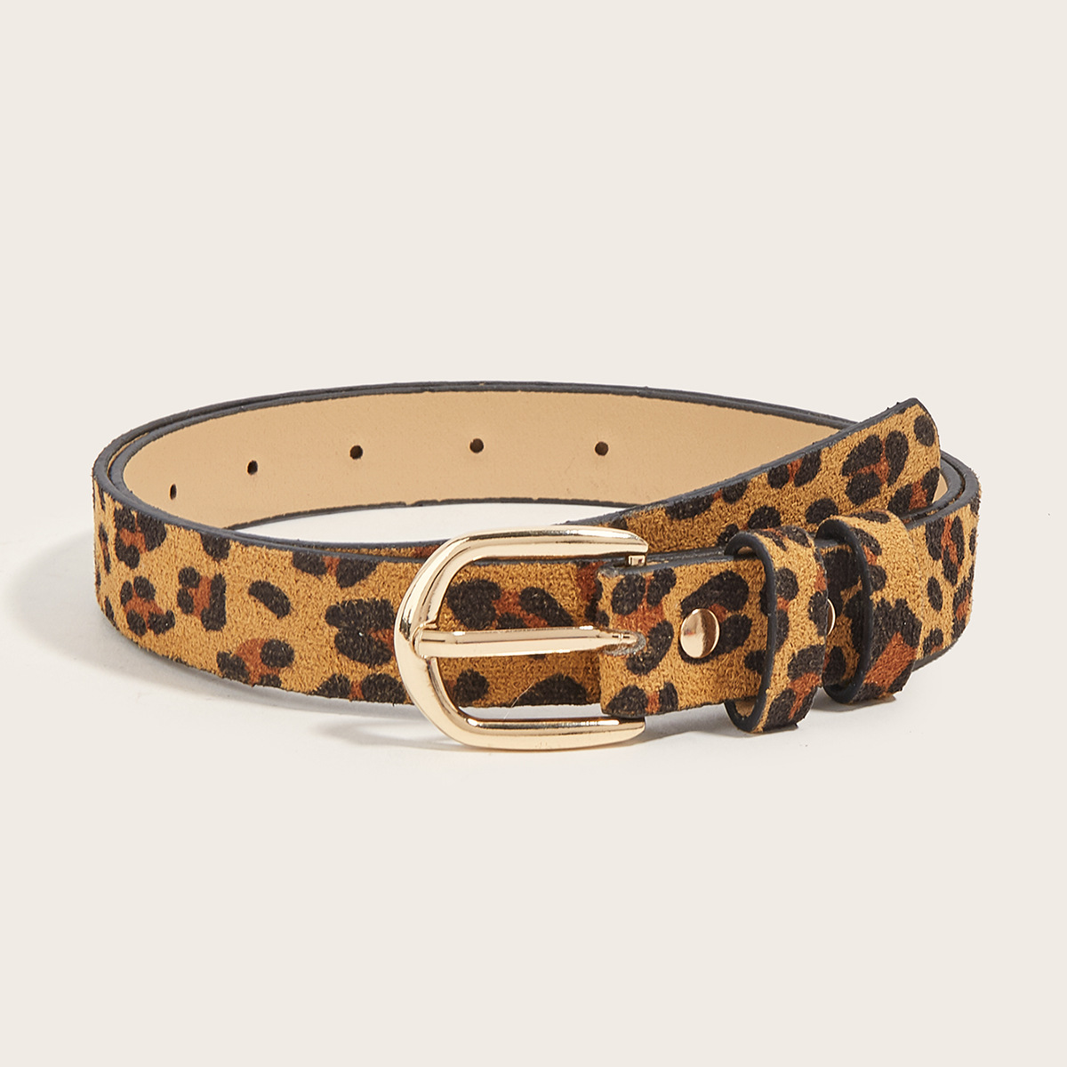 Leopard Print Thin Women's Belt Women's Fashion Small Gold Buckle Decoration with Jeans Decoration Belt Vintage Decoration Belt