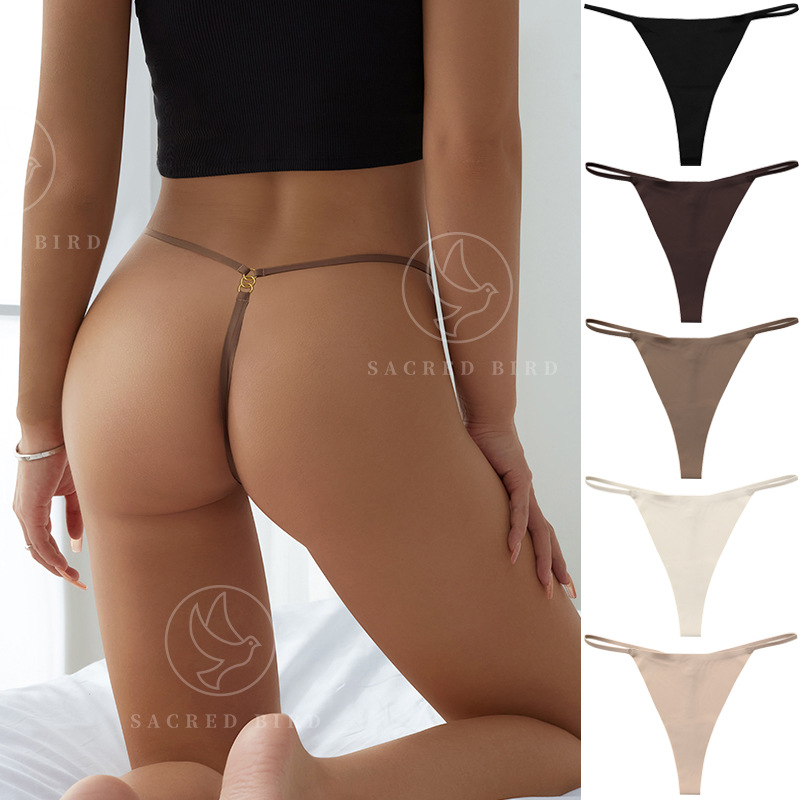 Seamless Cross-Border Sexy Thin Strap Buckle T-Pants Girls Fitness Underwear One-Piece Pure Cotton Crotch Women's T-String Underwear