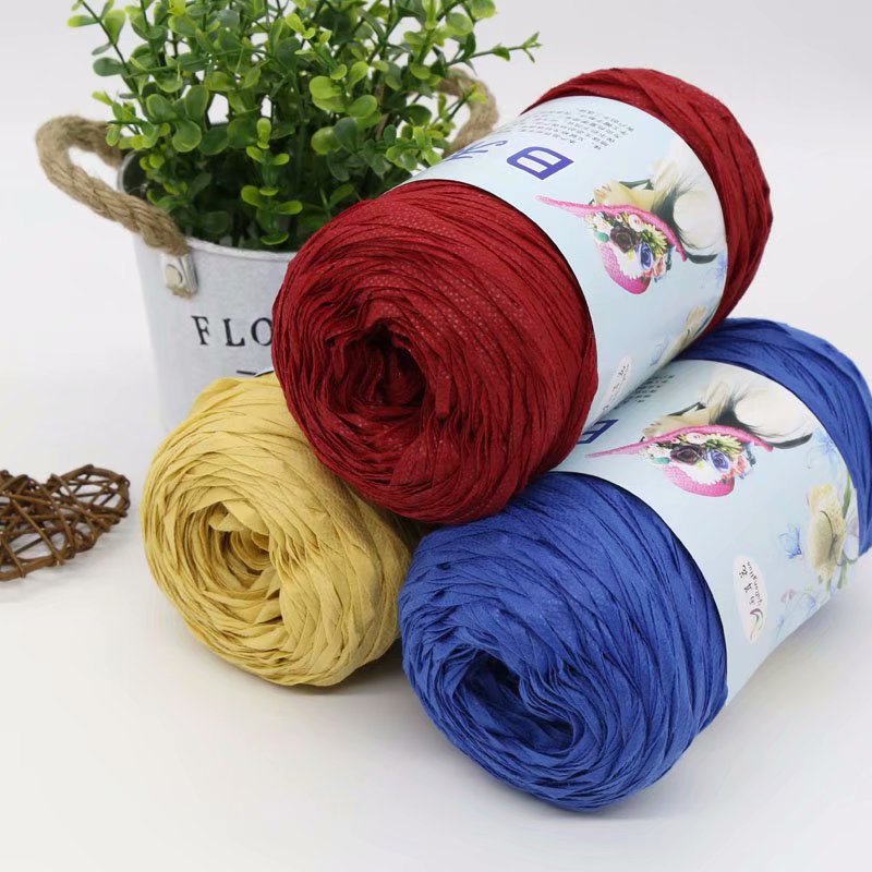 Picture of Riwo rattan line summer cool hat knitting hook line Summer hook hat ribbon hand knitting hat line crochet