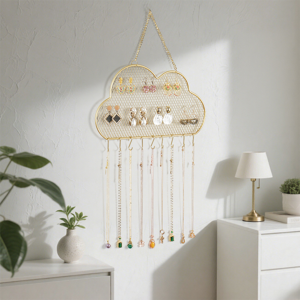 Cloud-Shaped Iron Grids Hanger Jewelry Display Rack Storage Rack Earrings Earrings Necklace Rack Wall Ready Stock