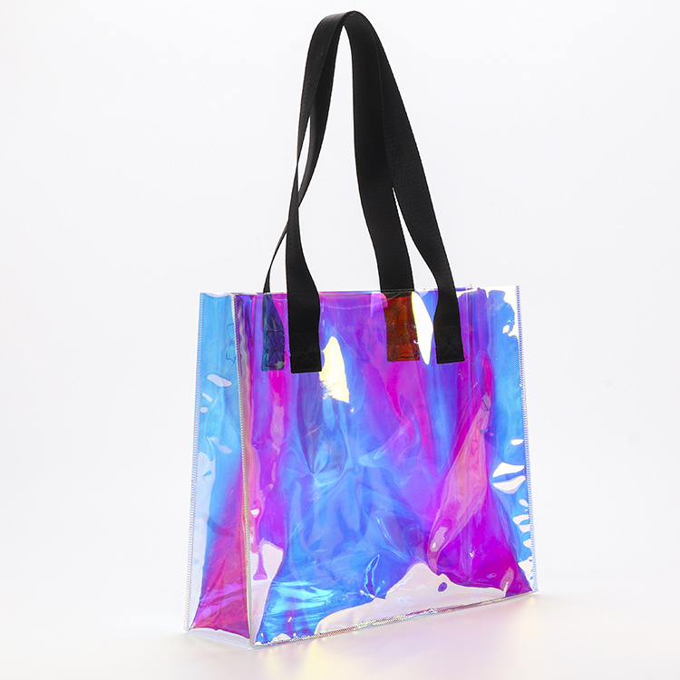 Plastic portable packaging bag gift plastic PVC handbag creative portable laser plastic bag