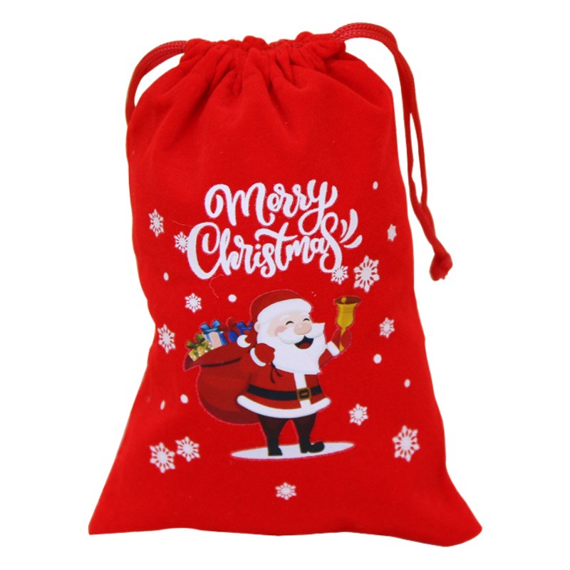 Red cloth bag in stock wholesale Christmas gift bag Christmas safety fruit packaging bag blind box flannel drawstring bag